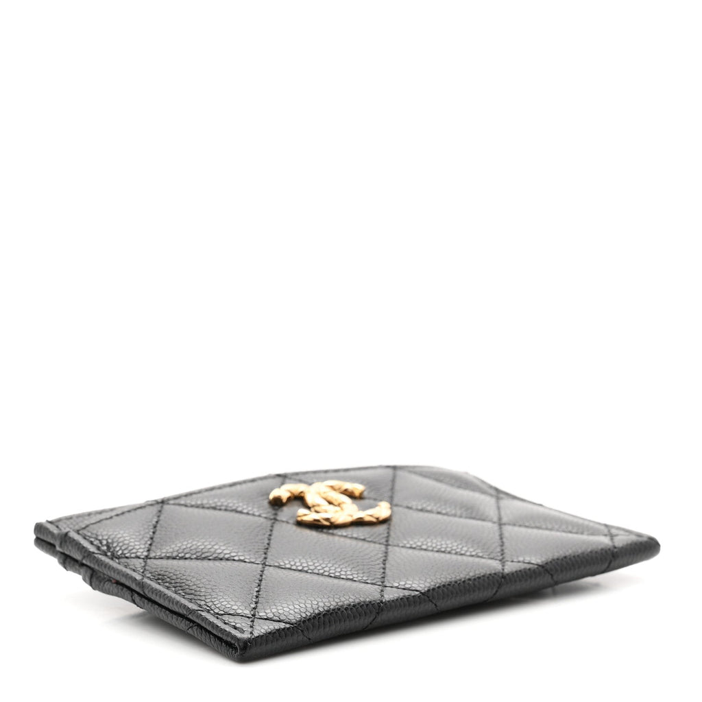 Caviar Quilted CC Card Holder Black