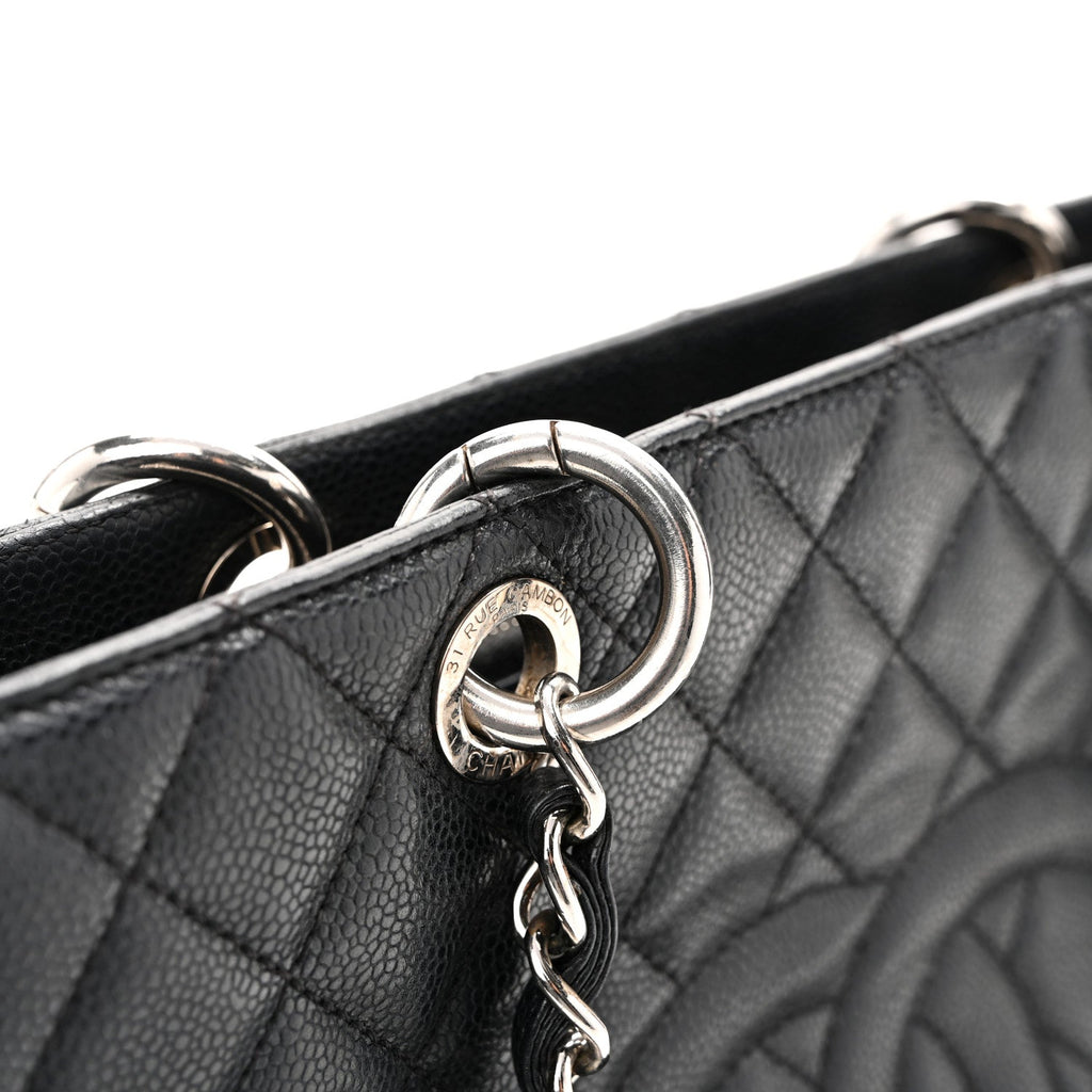 Caviar Quilted Grand Shopping Tote GST Black