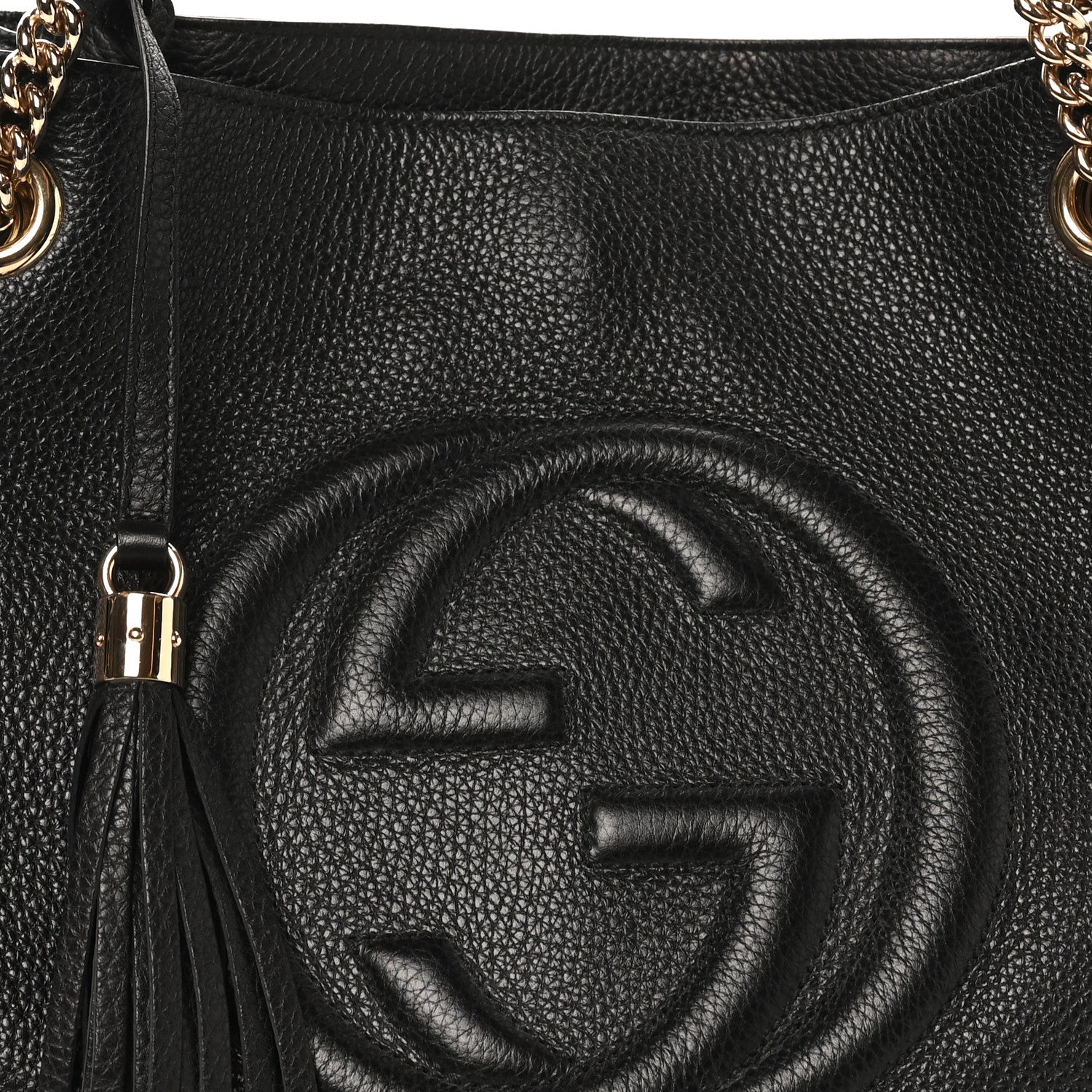 Pebbled Calfskin Medium Soho Chain Shoulder Bag Black