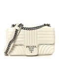 Soft Calfskin Impunture Diagramme Medium Chain Flap Shoulder Bag White