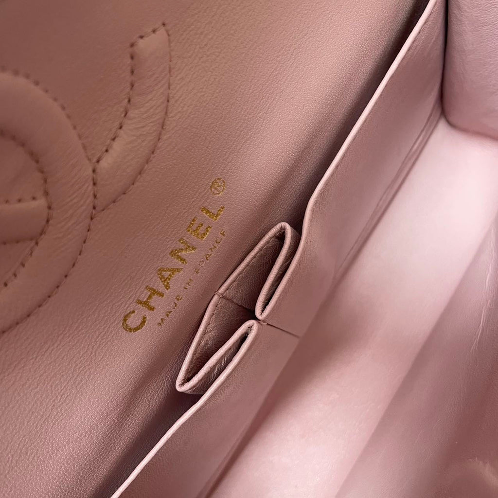 Chanel Pink Quilted Medium Classic Double Flap Bag 2017