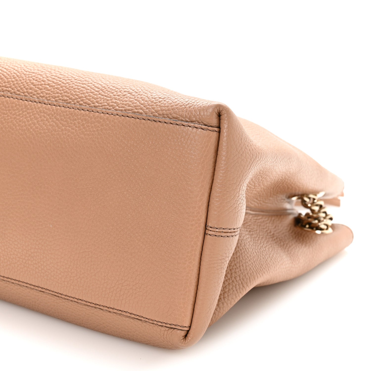 Pebbled Calfskin Medium Soho Chain Shoulder Bag Camelia