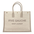 Linen Calfskin Rive Gauche Tote Beige Sea Salt