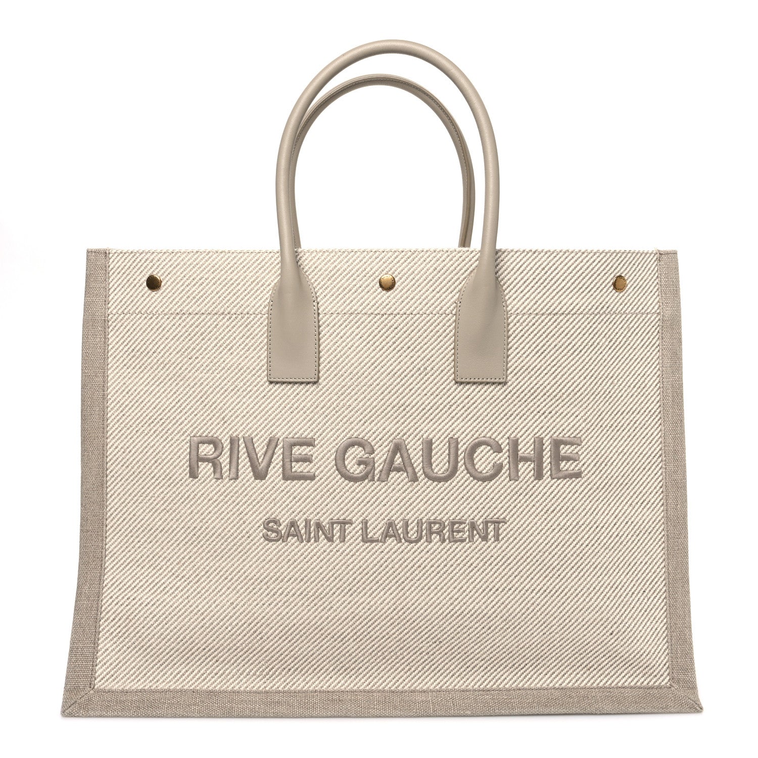 Linen Calfskin Rive Gauche Tote Beige Sea Salt