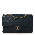 Lambskin Quilted Medium Double Flap Navy