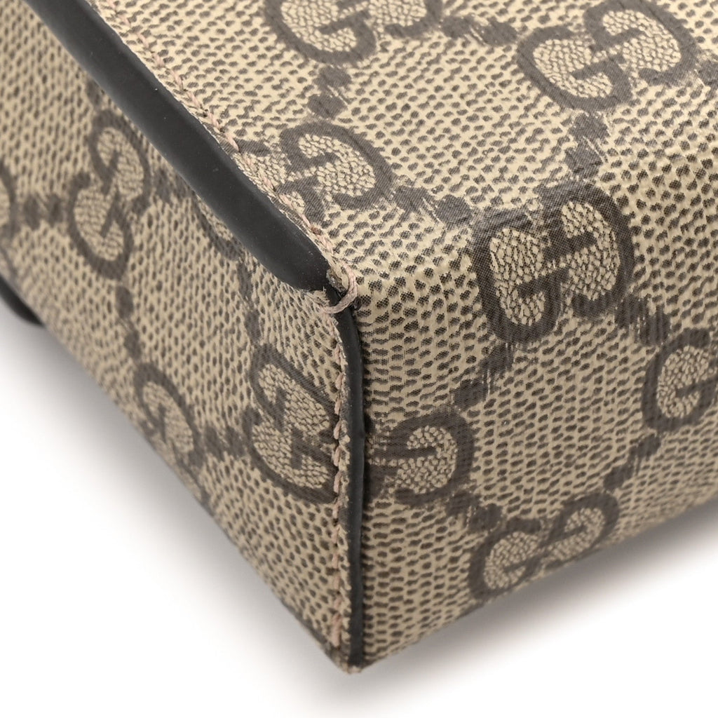 GG Supreme Monogram Calfskin Mini Ophidia Top Handle Bag Beige Ebony New Acero