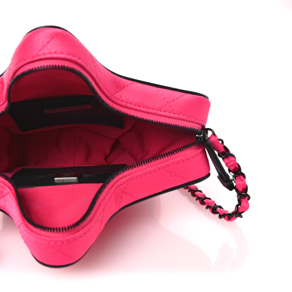 Satin Quilted Walk Of Fame Star Bag Fuchsia Black