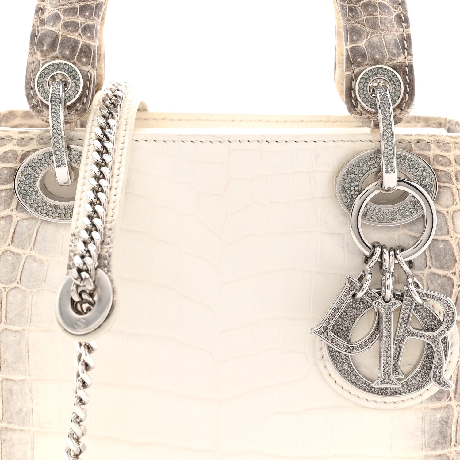 Niloticus Crocodile Himalaya Crystal Mini Lady Dior White