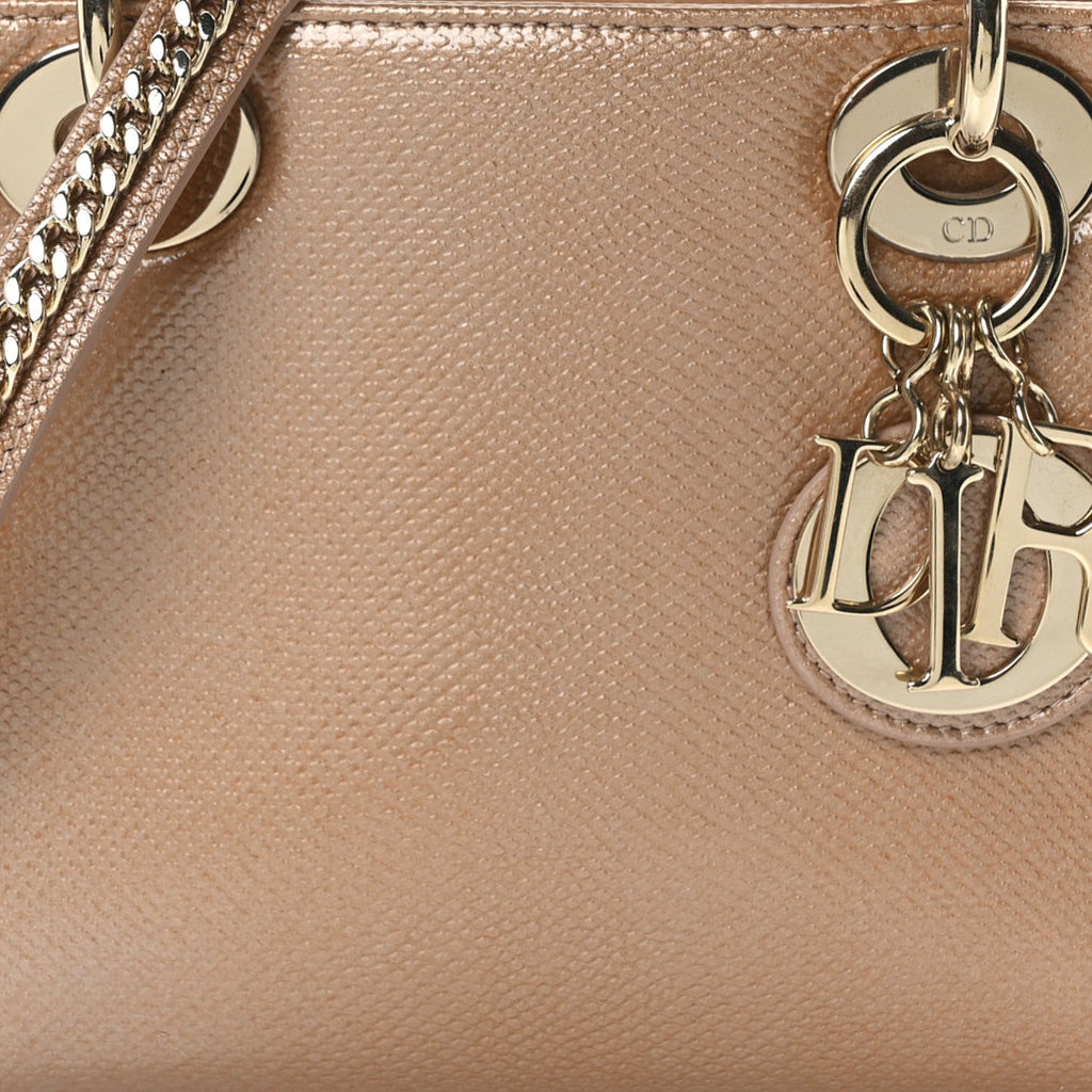 Metallic Lizard Mini Lady Dior Beige