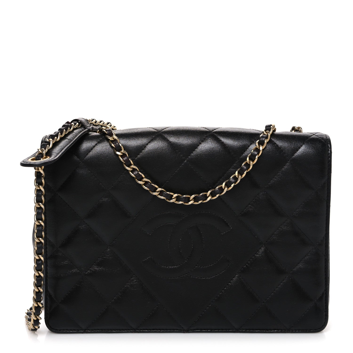 Lambskin Quilted Medium Diamond CC Flap Black