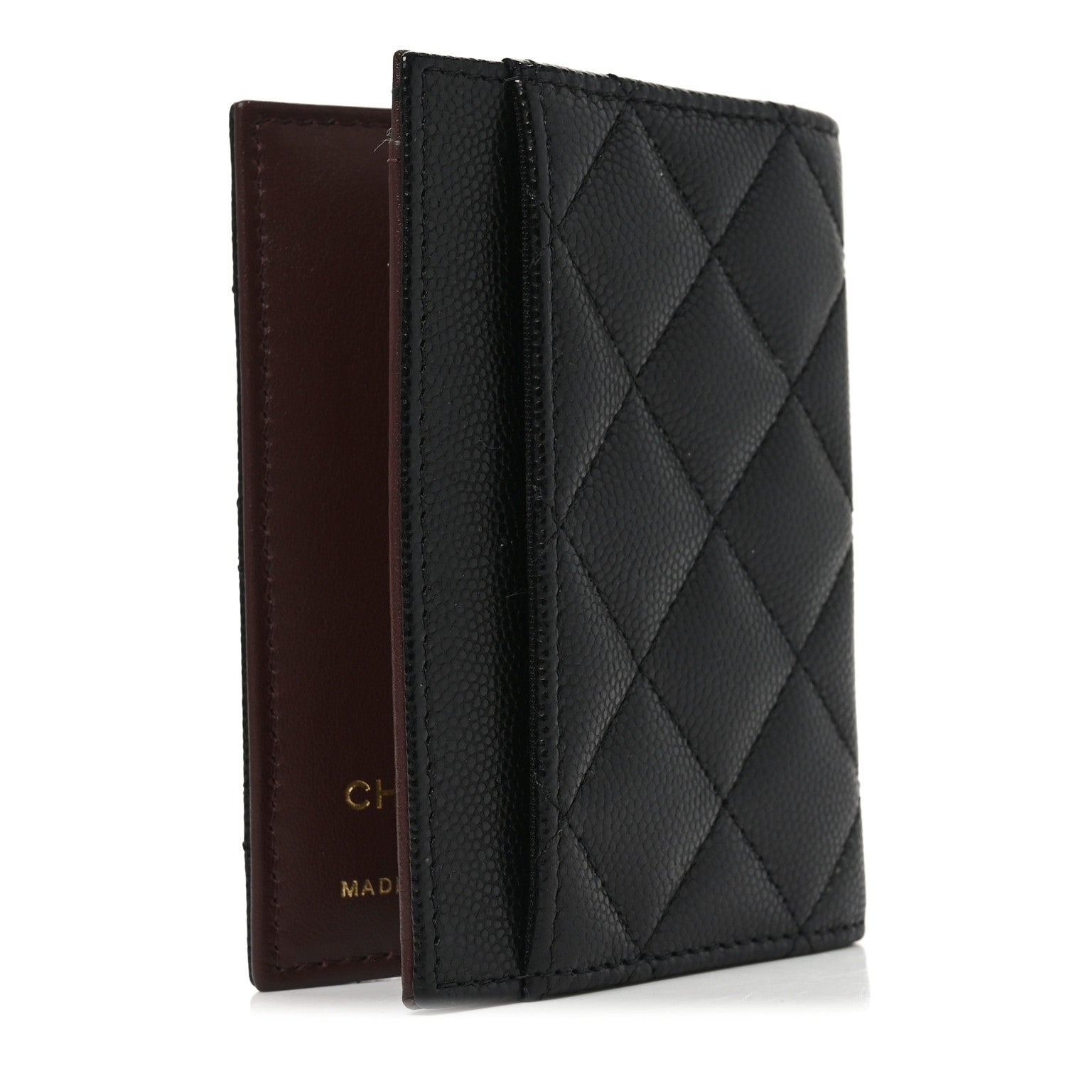 Caviar Quilted Card Holder Wallet Black