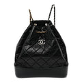 Aged Calfskin Quilted Small Gabrielle Backpack Black