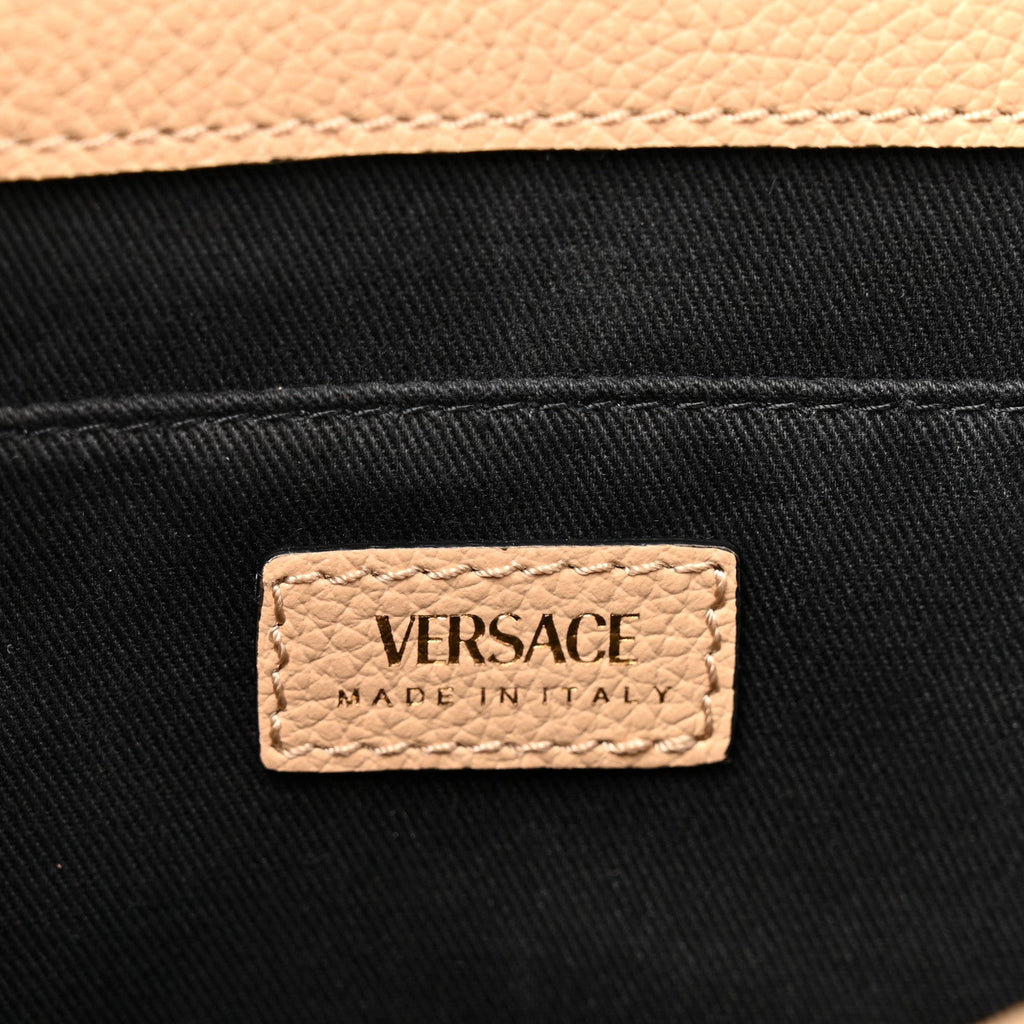 Grained Calfskin Virtus Shoulder Bag Beige