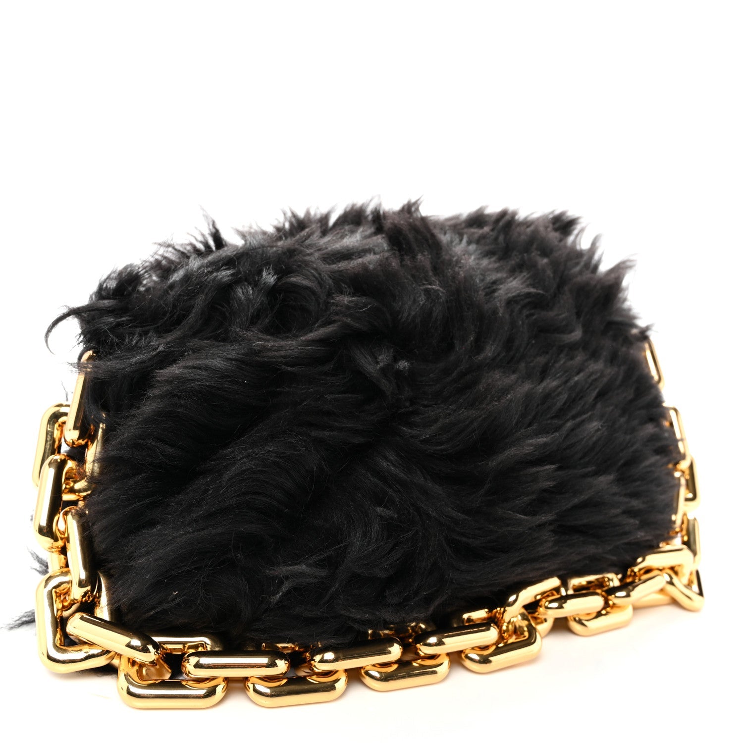 Shearling Lambskin The Pouch Chain Black