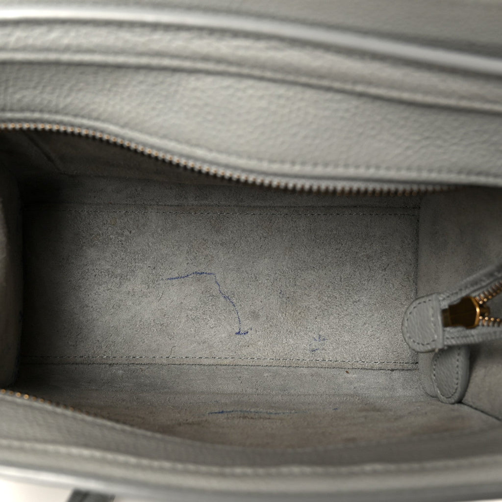 Drummed Calfskin Nano Luggage Pearl Blue