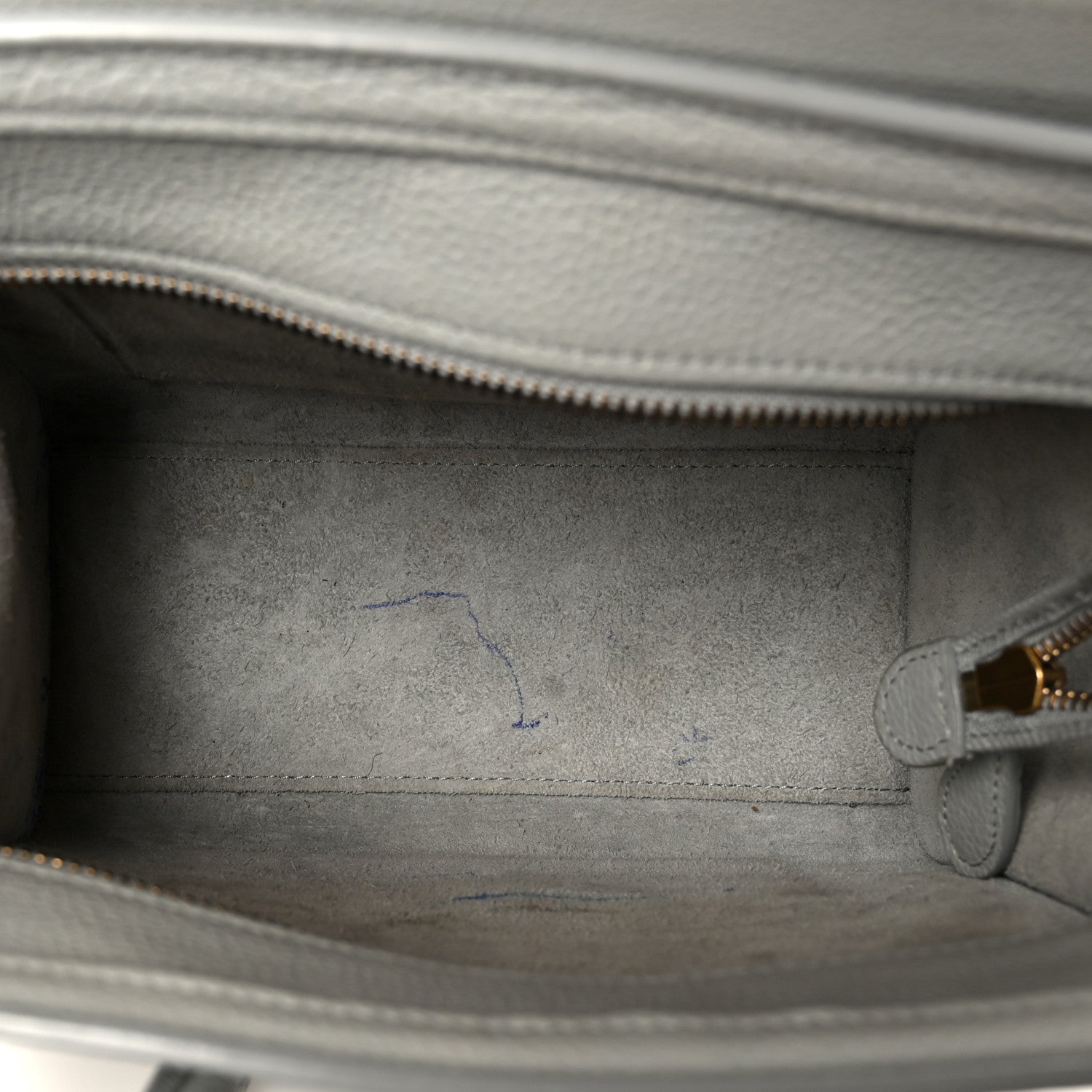 Drummed Calfskin Nano Luggage Pearl Blue