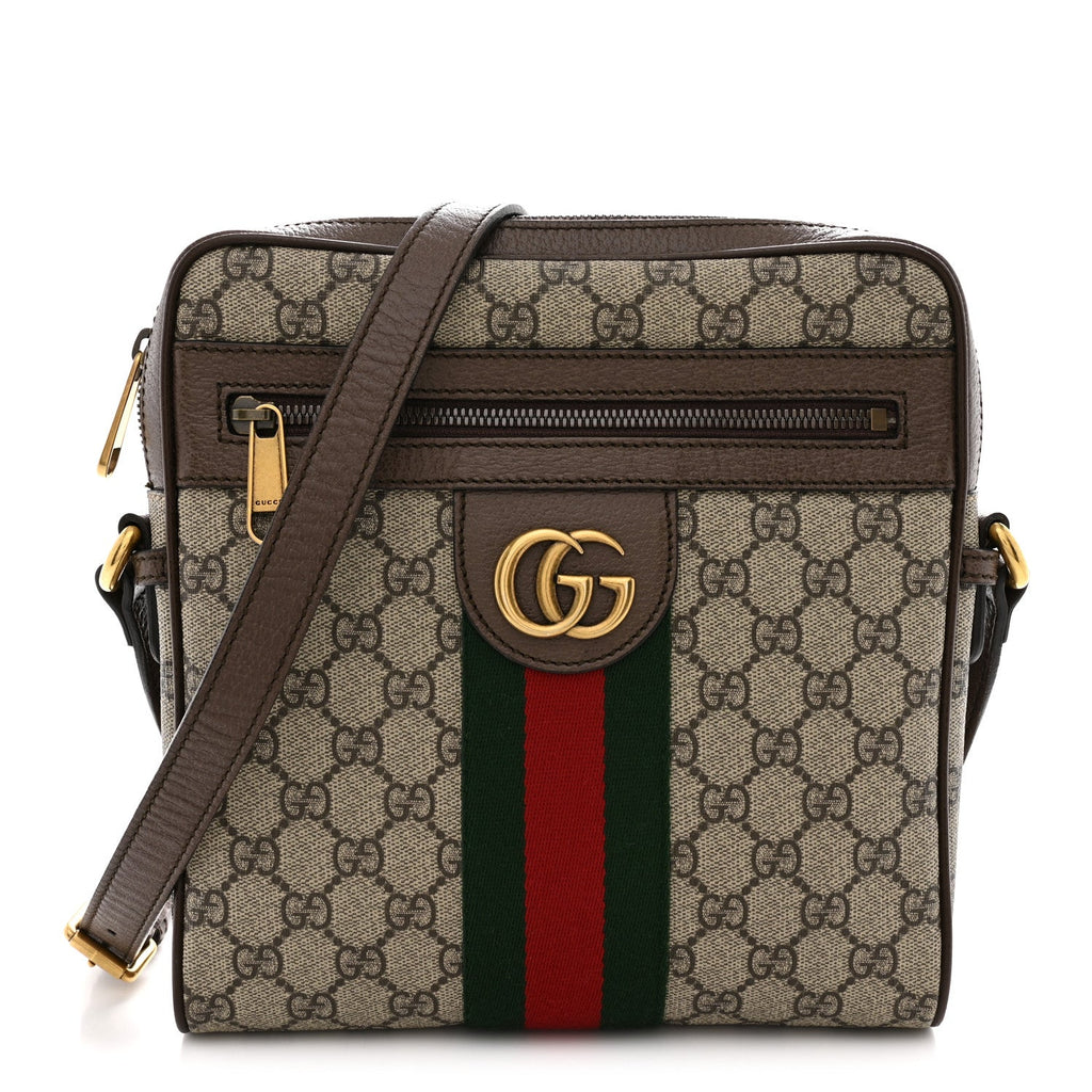 GG Supreme Monogram Web Small Ophidia Messenger Bag Brown