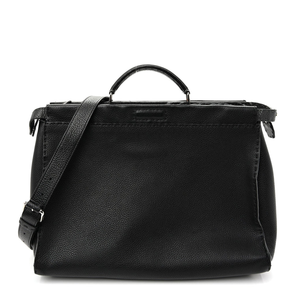 Cuoio Romano Selleria Metal Stitch Large Mens Peekaboo Iconic Essential Satchel Black
