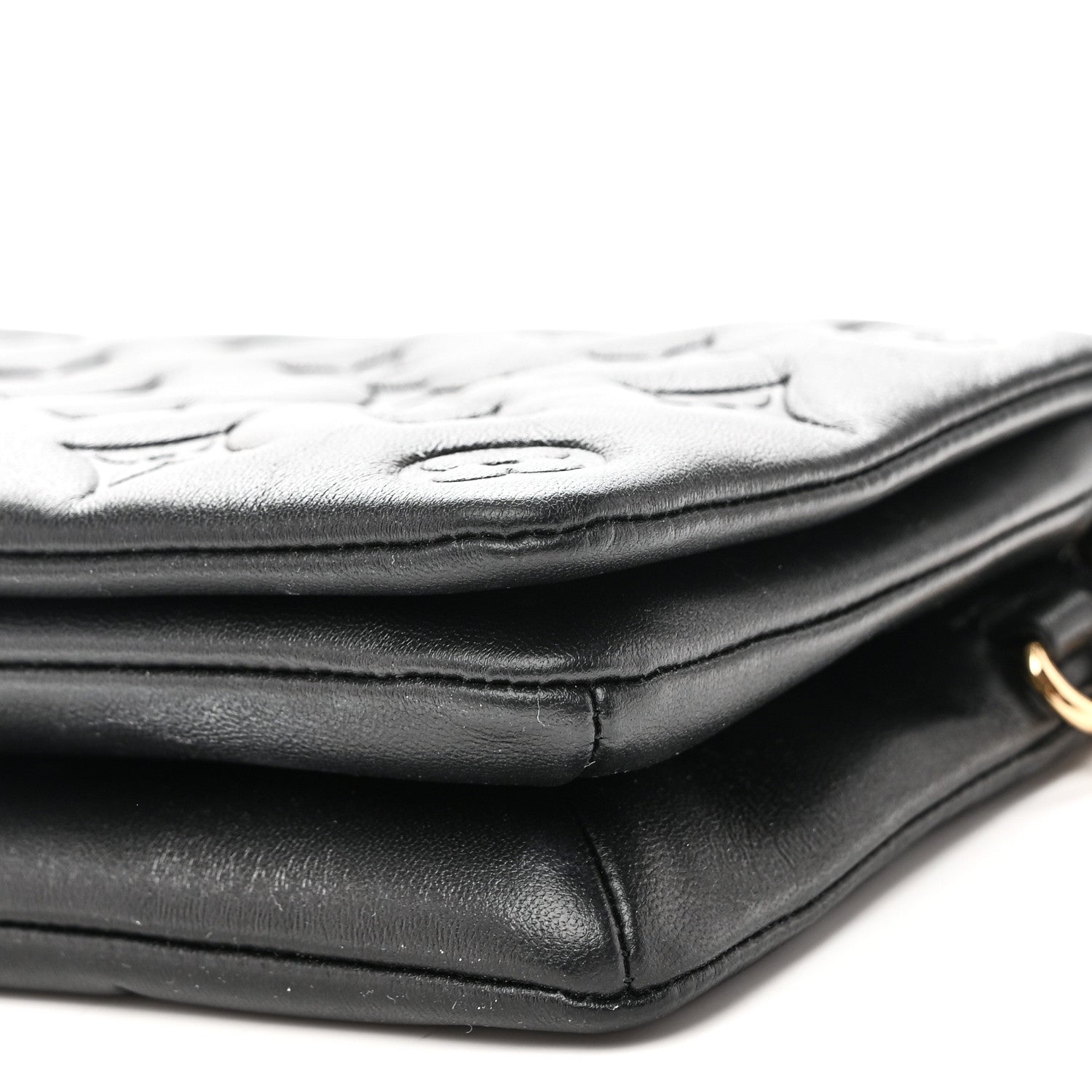 Lambskin Embossed Monogram Pochette Coussin Black