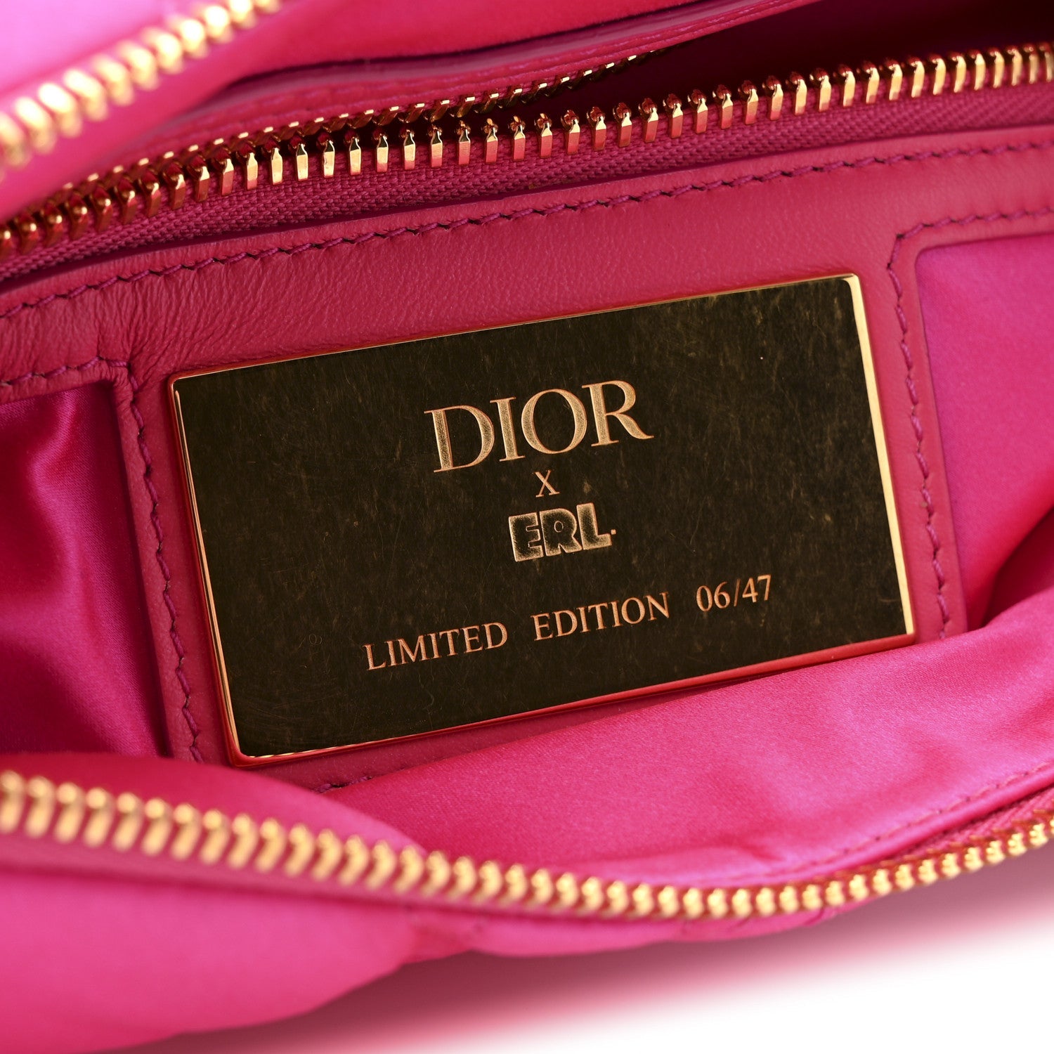 X ERL Satin Cannage Micro Venice Saddle Bag Fuchsia