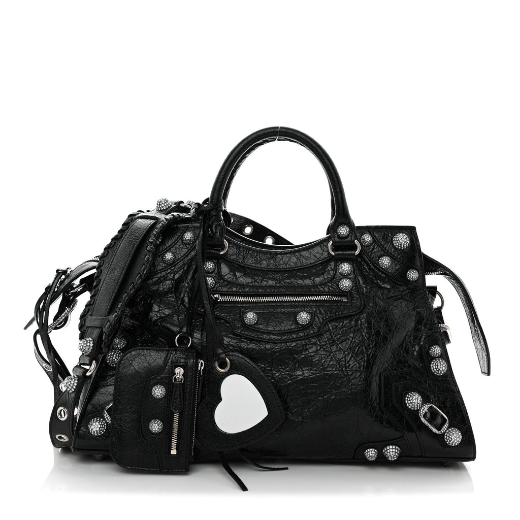 Agneau Arena Crystal Neo Cagole City Handbag Black