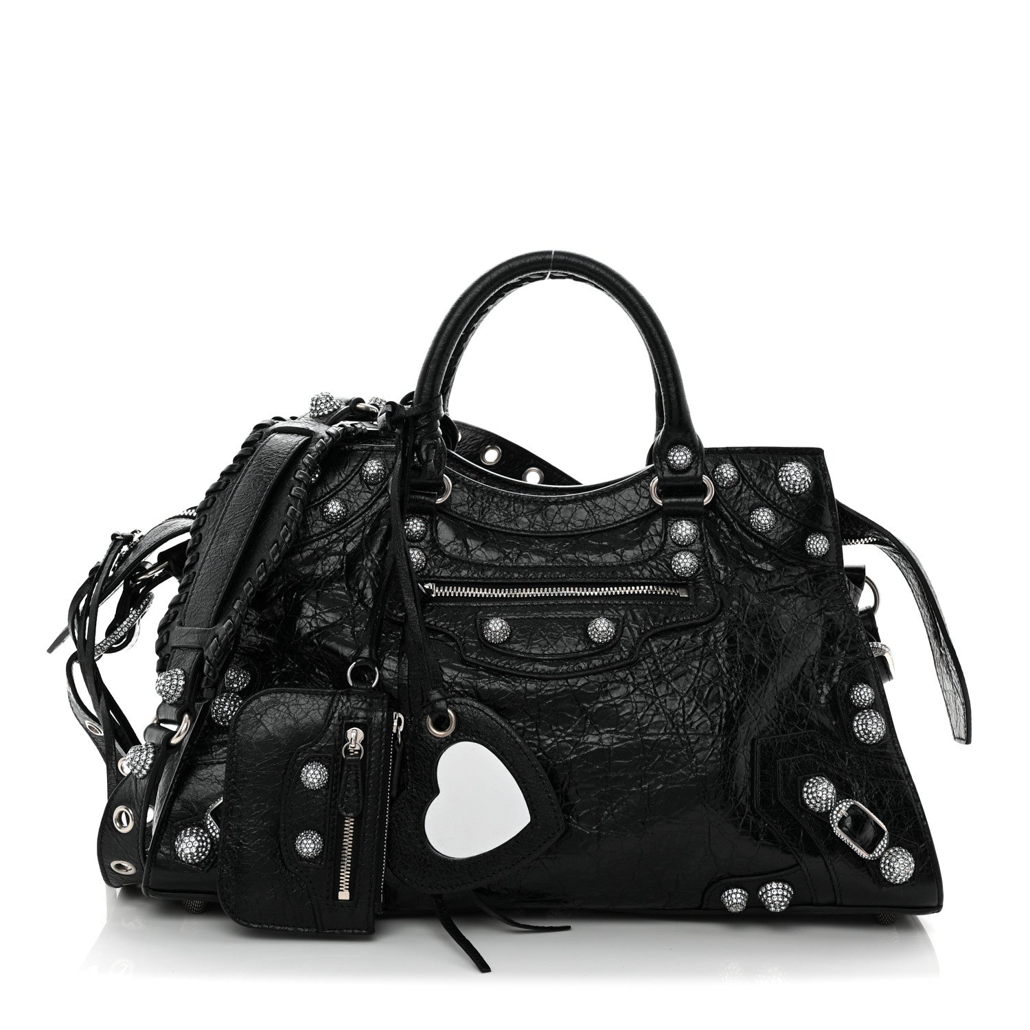 Agneau Arena Crystal Neo Cagole City Handbag Black