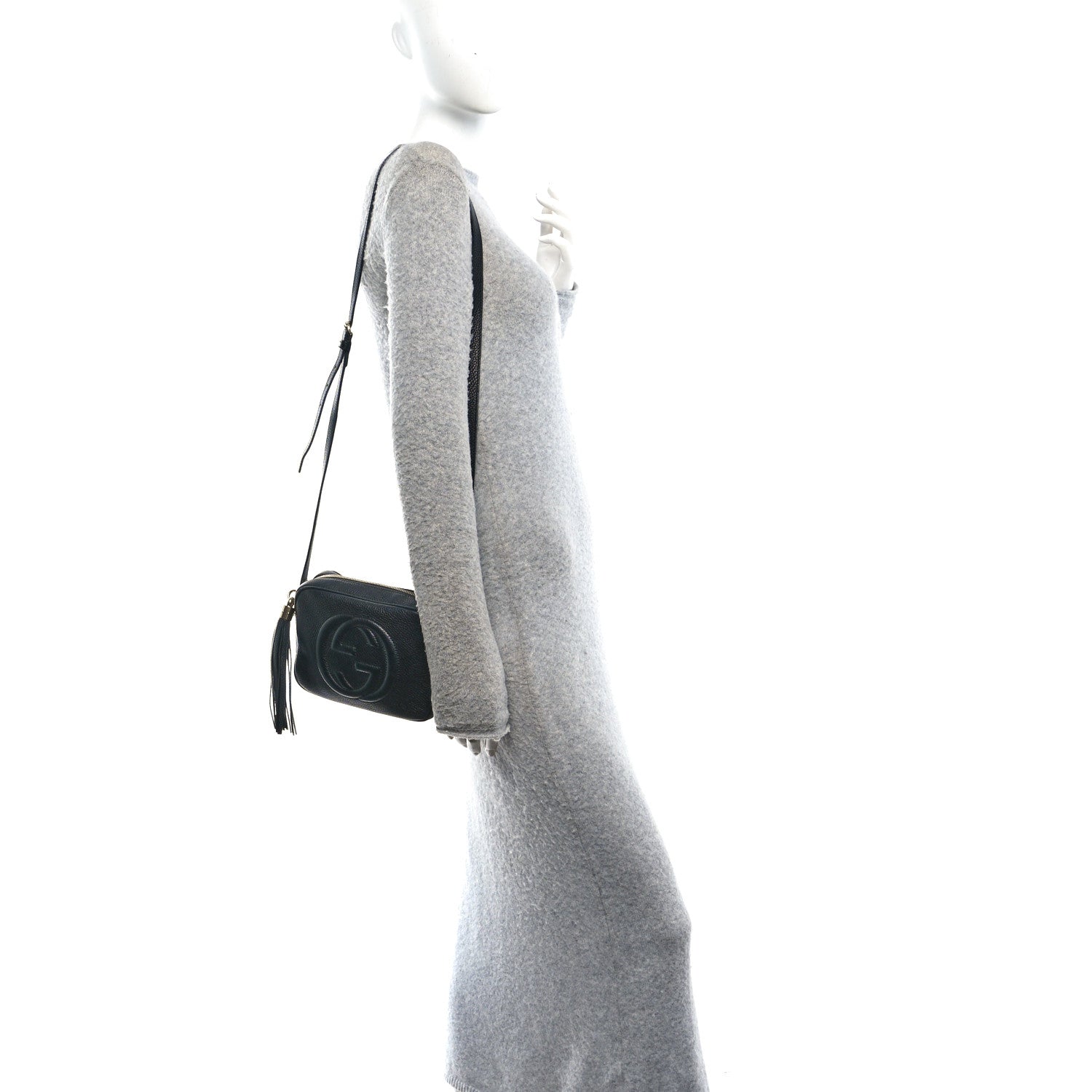 Pebbled Calfskin Small Soho Disco Bag Black