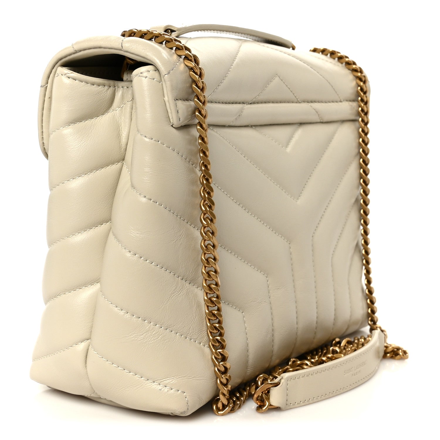 Calfskin Y Quilted Monogram Small Loulou Chain Satchel Crema Soft