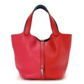 Taurillon Clemence Casaque Picotin Lock 22 MM Rouge De Coeur Rose Extreme Bleu Zanzibar