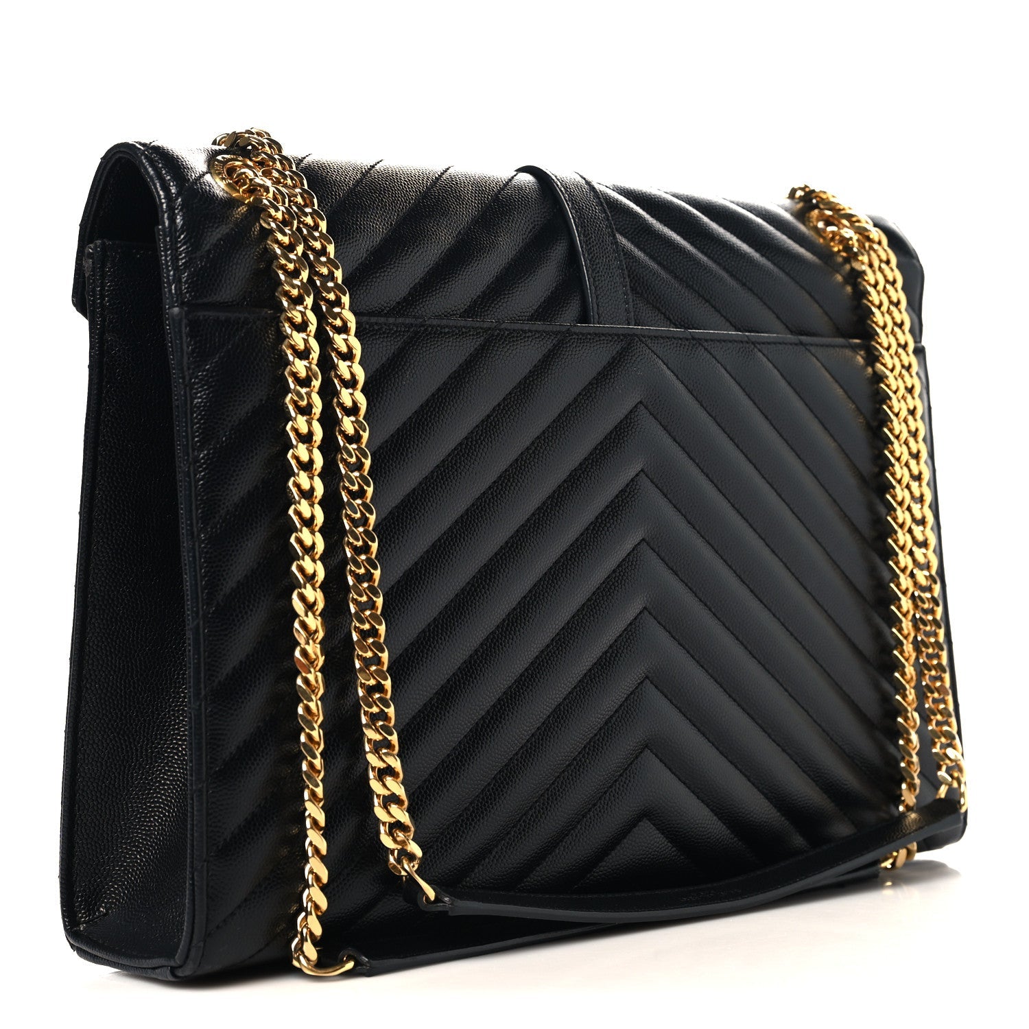 Grain De Poudre Matelasse Chevron Large Monogram Satchel Black