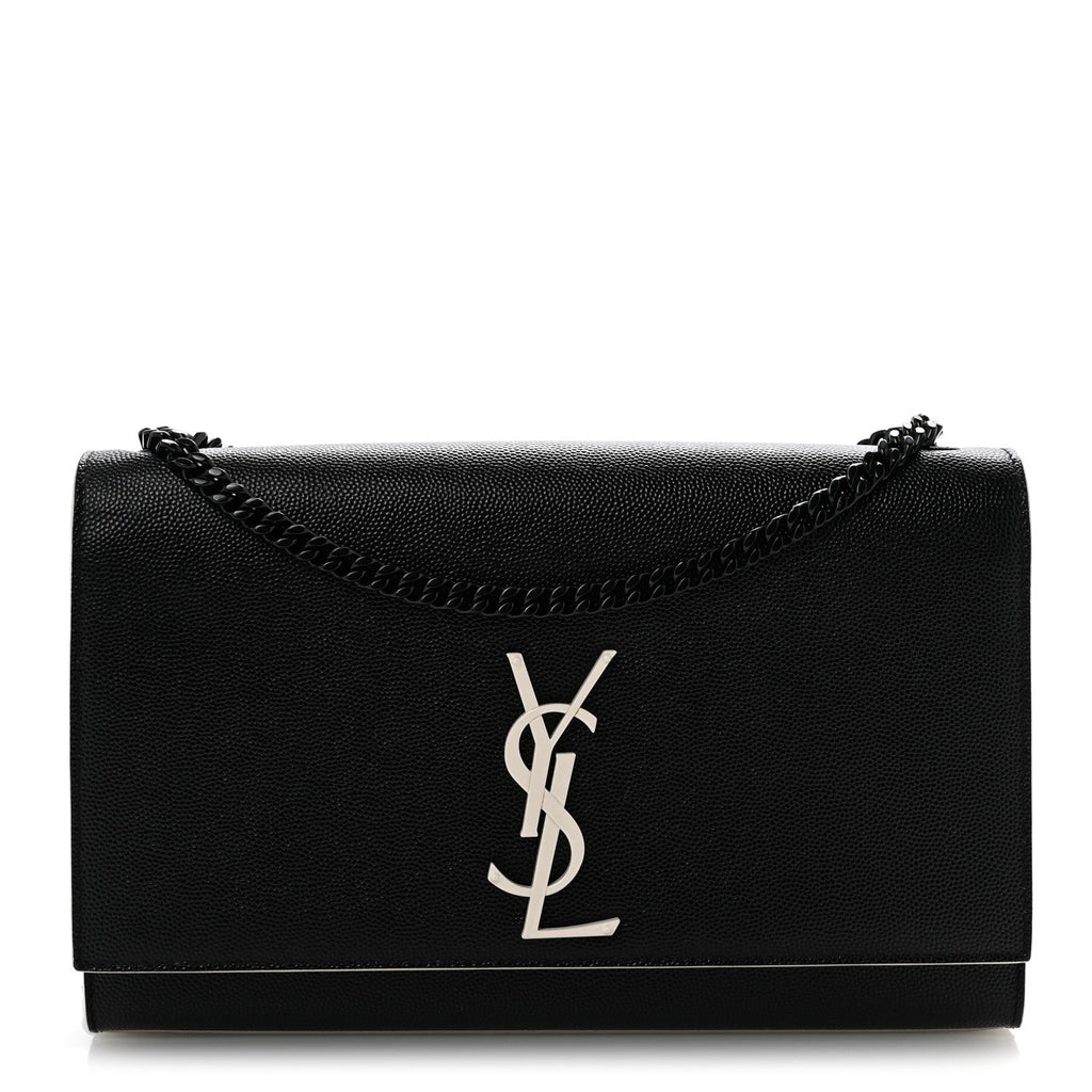 Grain De Poudre Medium Classic Monogram Kate Satchel Black White