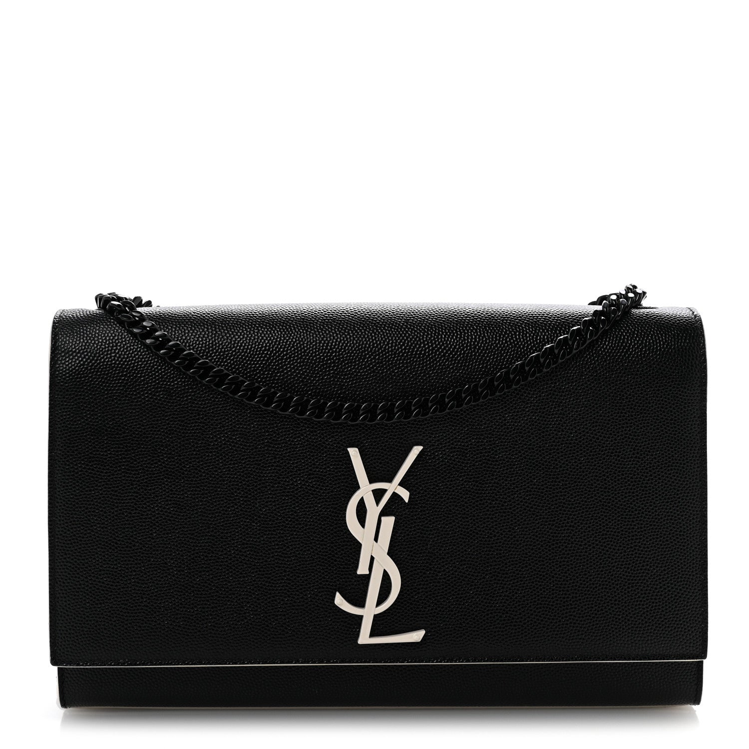 Grain De Poudre Medium Classic Monogram Kate Satchel Black White