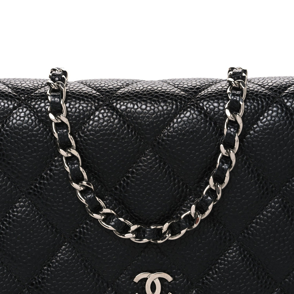 Caviar Quilted Wallet On Chain WOC Black