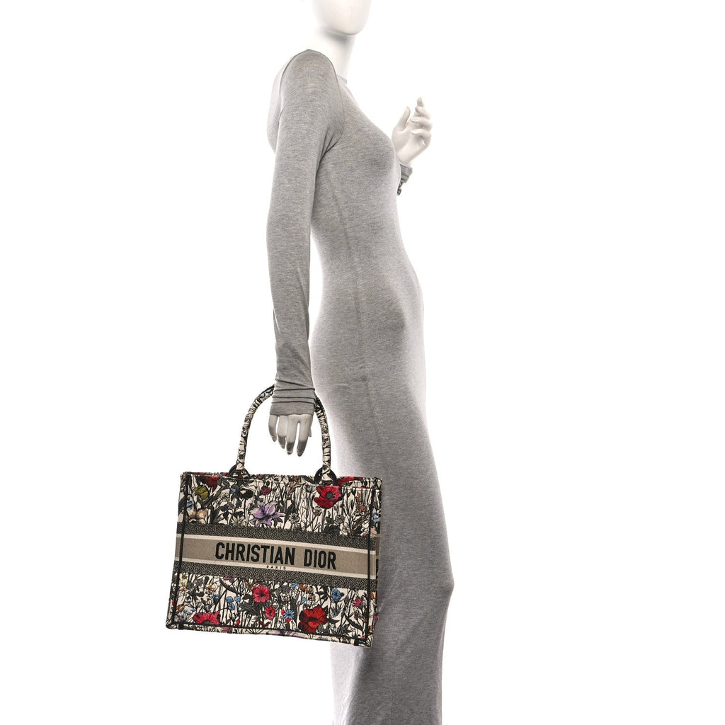 Canvas Embroidered Medium Mille Fleurs Book Tote Multicolor