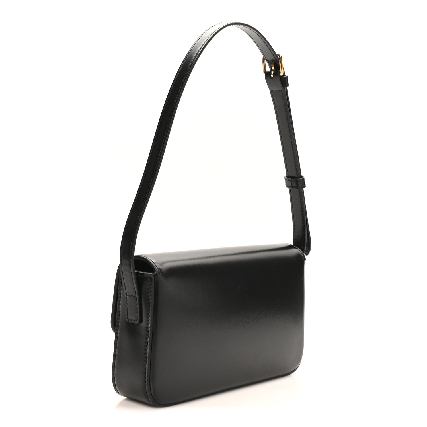 Shiny Calfskin Triomphe Shoulder Bag Black