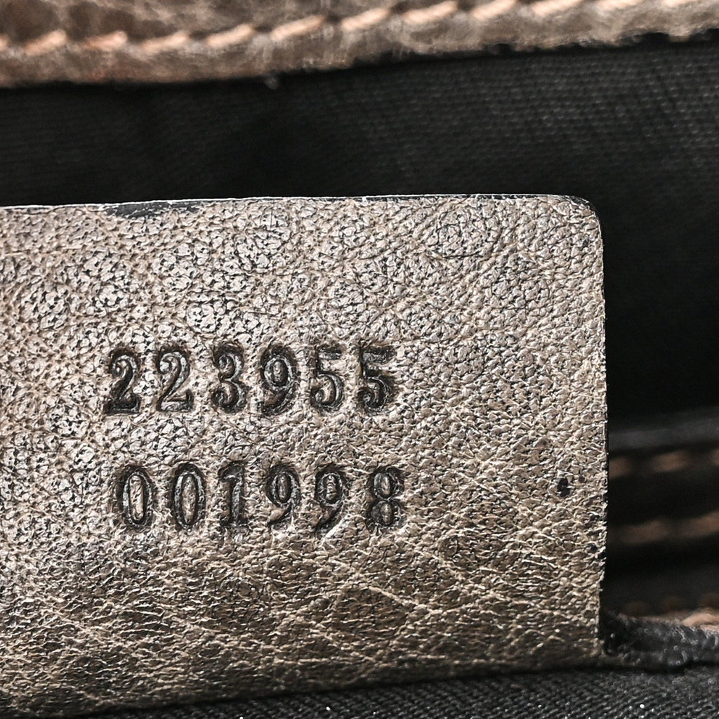 Guccissima Large New Pelham Satchel Grey