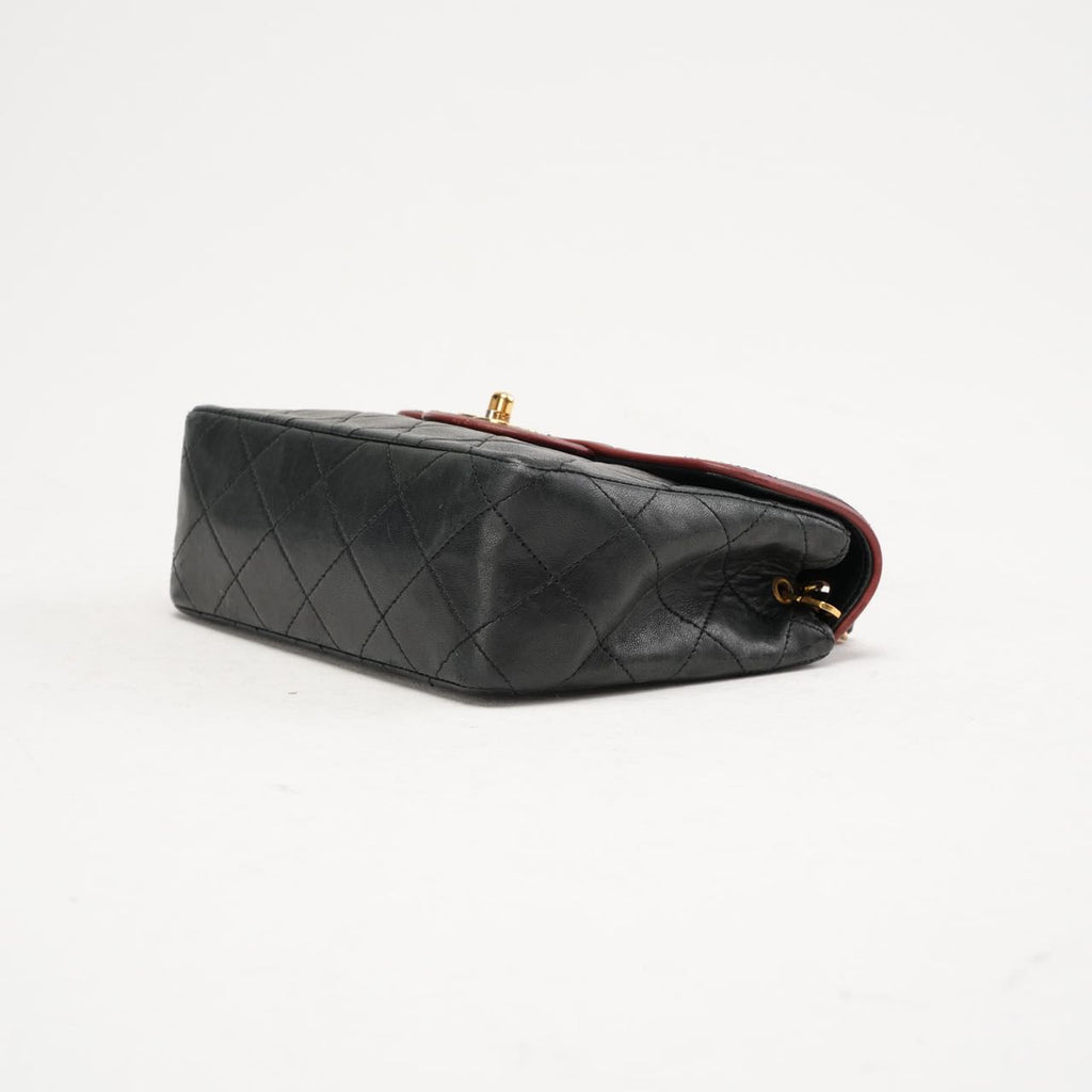 Chanel Vintage Mini Timeless Flap Black and Burgundy 1991