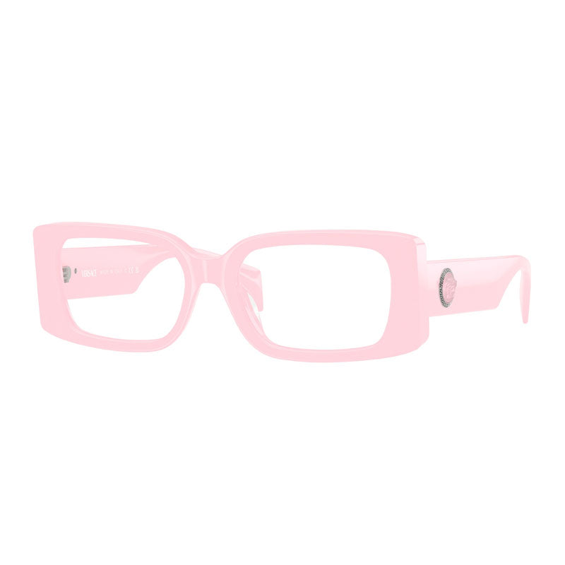 Versace Eyeglasses Rectangle Full Rim, Pink Frame and Clear Demo Lenses Lens VE3362U5485