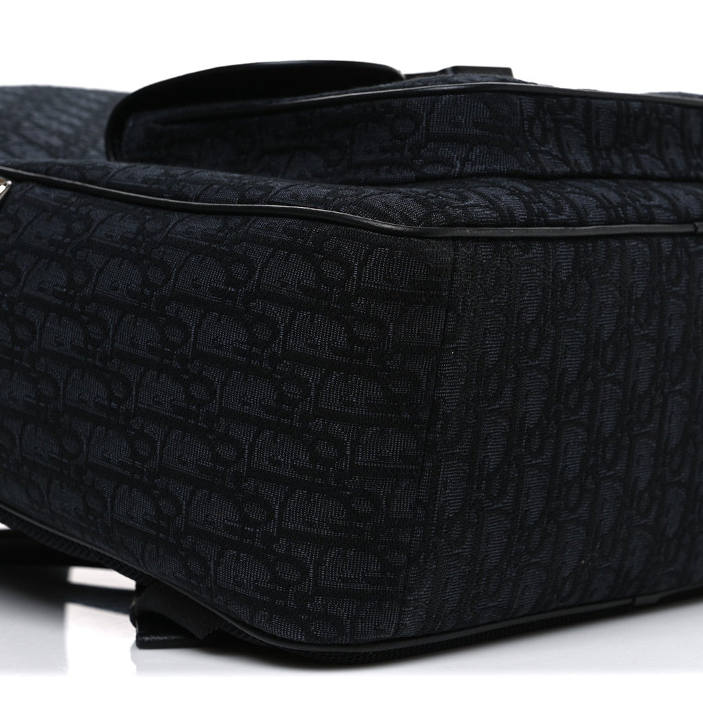 Oblique Jacquard Saddle Zip Backpack Black
