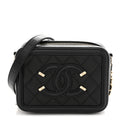 Caviar Quilted CC Filigree Vanity Clutch With Chain Black