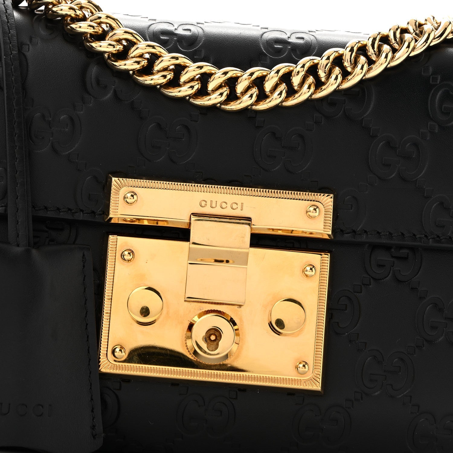 Guccissima Small Padlock Shoulder Bag Black