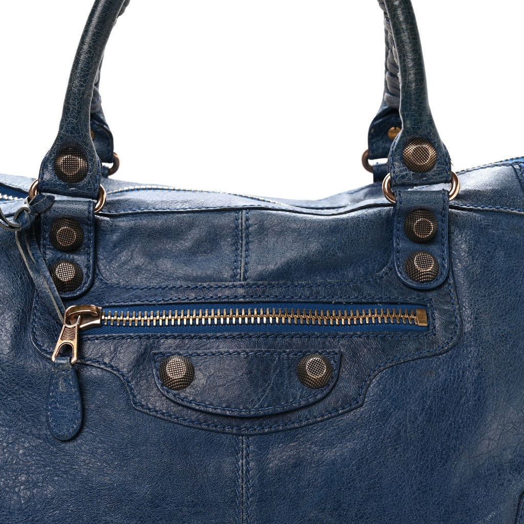 Agneau Giant 12 Gold Hardware Work Bleu Glacier