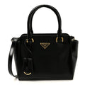 Brushed Calfskin Mini Zippered Crossbody Tote Black