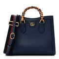 Textured Dollar Calfskin Web Small Diana Tote Bag Royal Crop