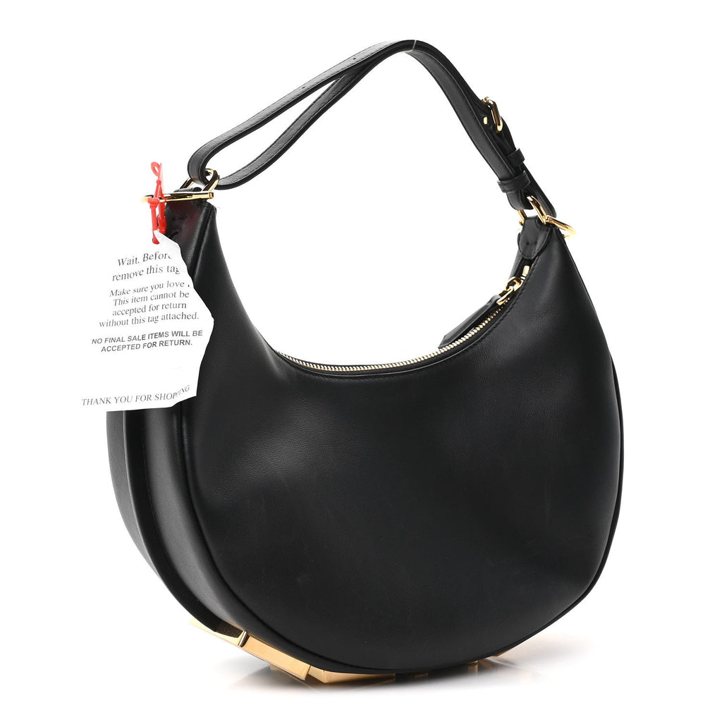 Vitello Grace Matte Small Fendigraphy Hobo Bag Black