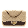 Shearling Lambskin Quilted Furry Coco Flap Beige Dark Brown