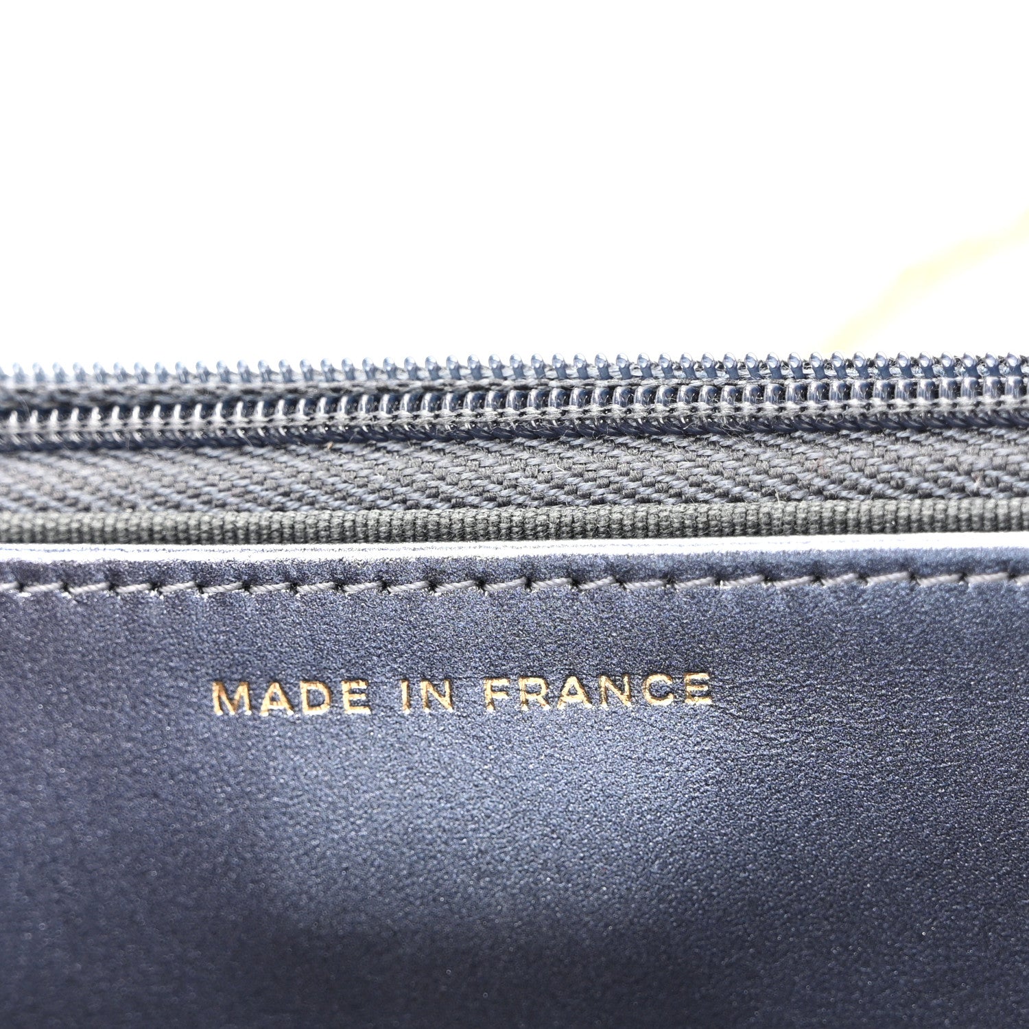 Metallic Calfskin Quilted Wallet On Chain WOC Navy Blue