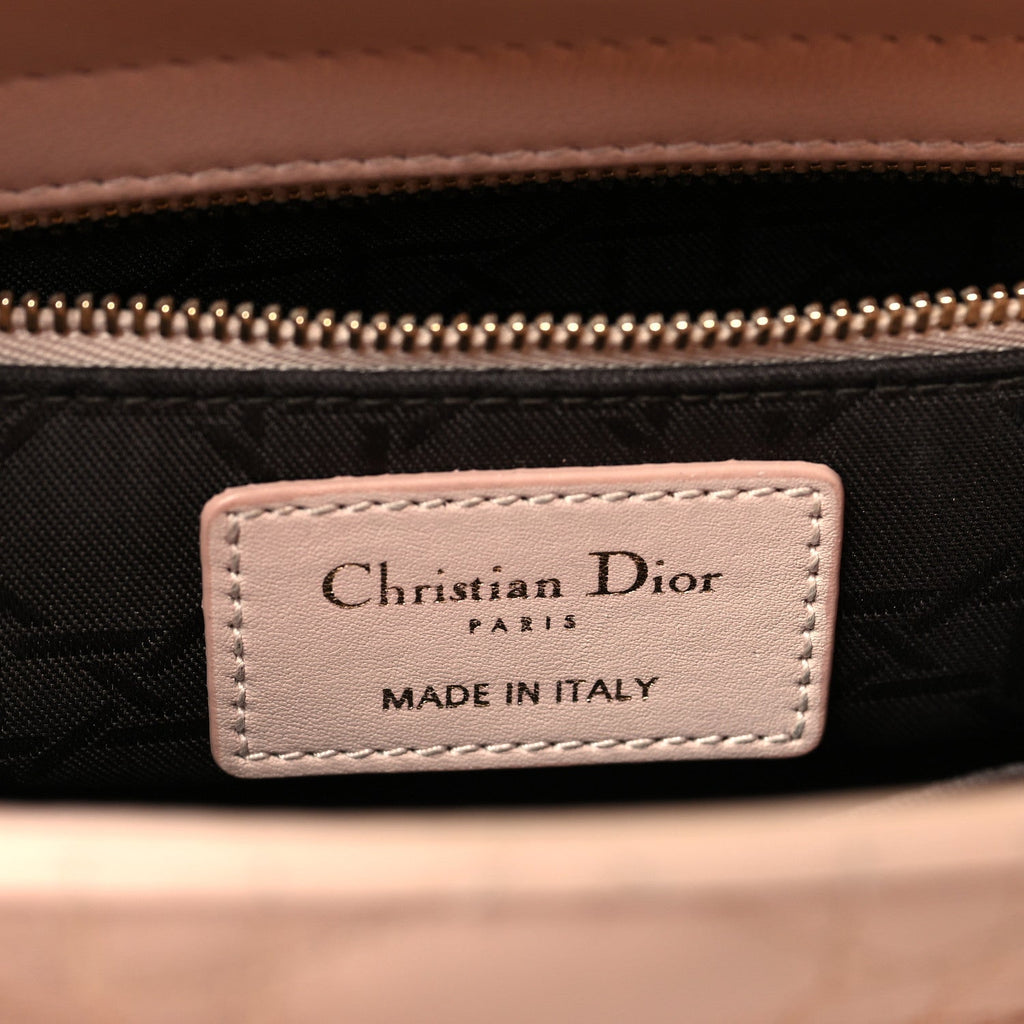 Lambskin Cannage Small Lucky Badges My Lady Dior Light Pink