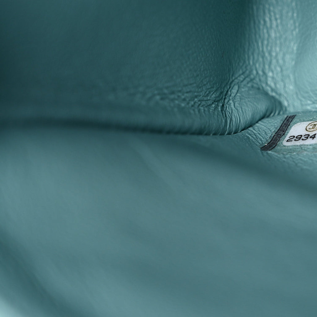 Caviar Quilted Medium Double Flap Light Blue