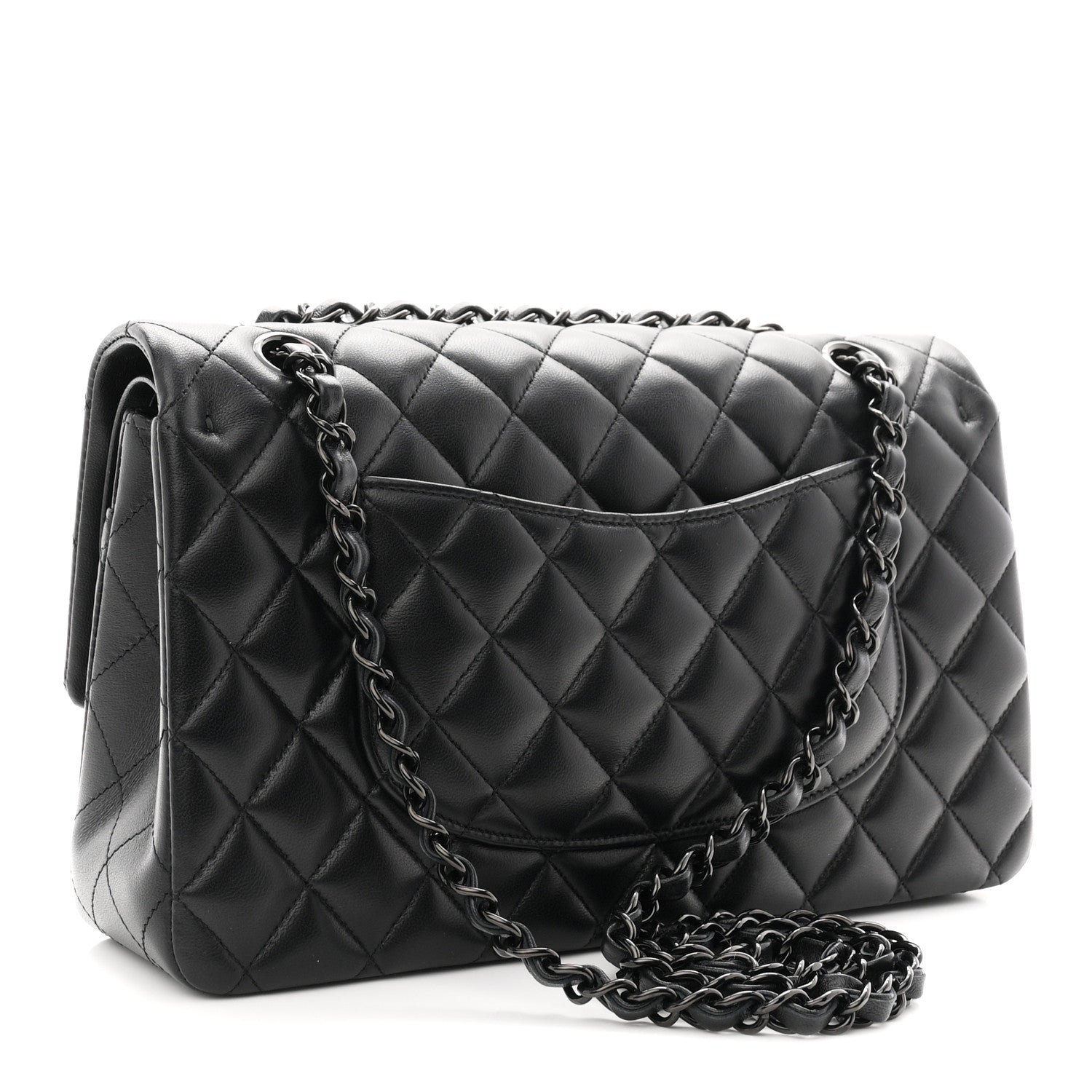 Lambskin Quilted Medium Double Flap So Black